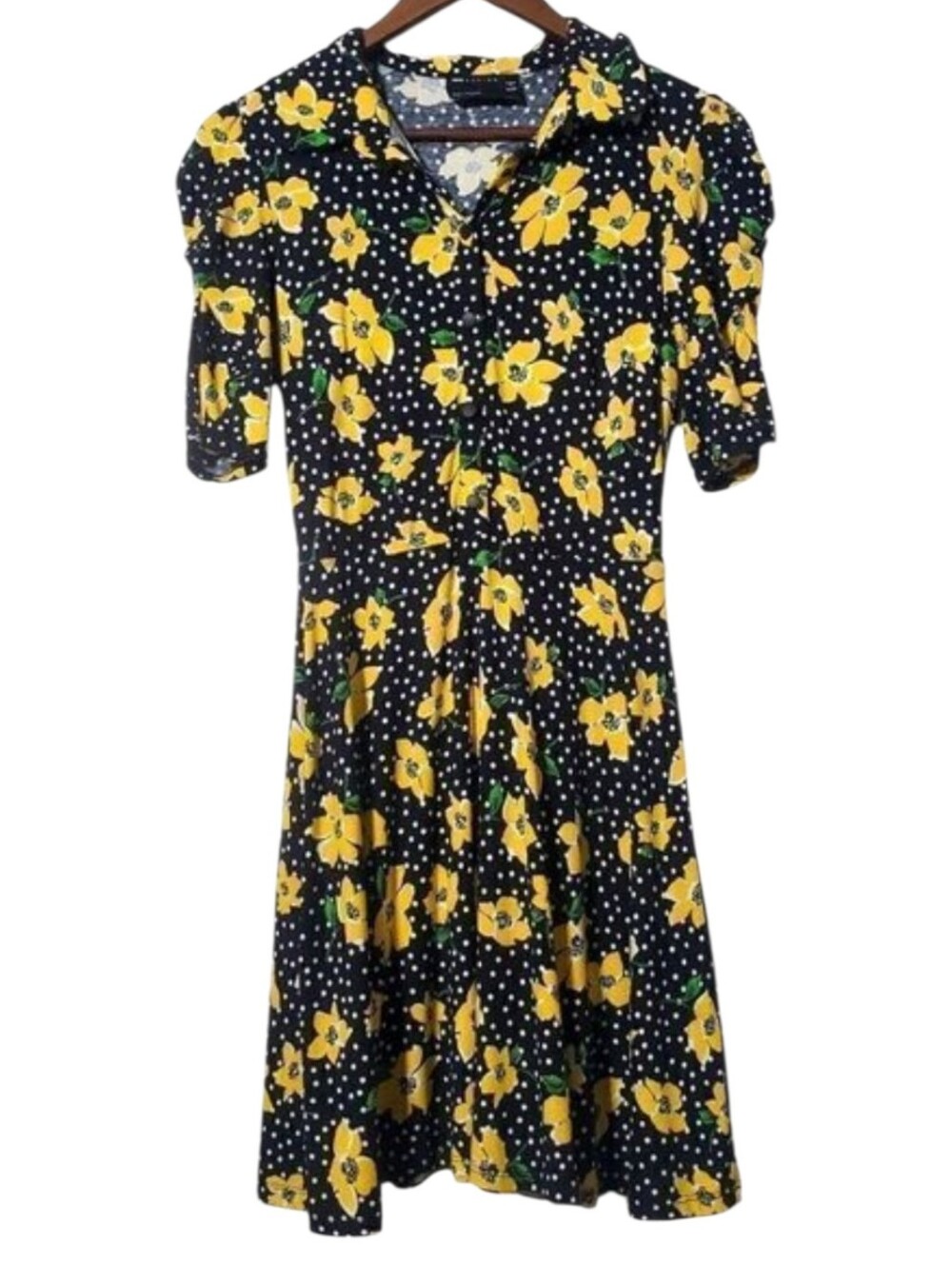Asos Design Floral Knee Length Dress Size 4 Puff Sleeve Fairy Cottagecore Womens